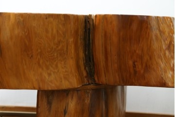 中古　民芸家具　極厚一枚板!無垢屋久杉を輪切りにした大振りの座卓　定価約120万円　(R-082618)