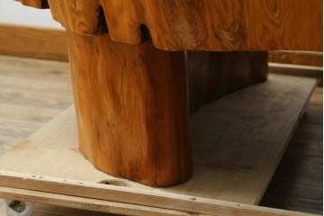 中古　民芸家具　極厚一枚板!無垢屋久杉を輪切りにした大振りの座卓　定価約120万円　(R-082618)
