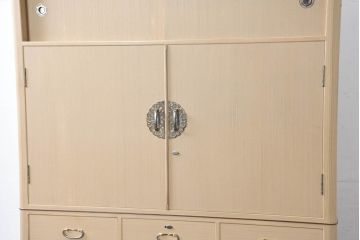 中古　美品　衣装盆付き　桑材のアクセントが美しい気品漂う桐箪笥(桐たんす、衣装箪笥、収納箪笥、着物箪笥、引き出し、和タンス、チェスト、バラ売り可能)(定価約170万円)(R-082619)