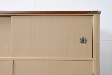 中古　美品　衣装盆付き　桑材のアクセントが美しい気品漂う桐箪笥・上段(桐たんす、衣装箪笥、収納箪笥、着物箪笥、和タンス、サイドボード、サイドキャビネット)(R-082620)