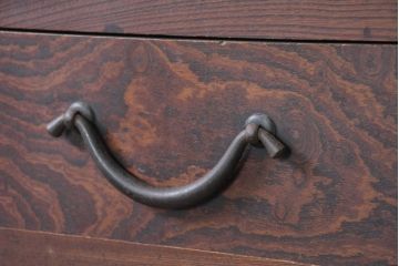 和製アンティーク　三方欅(ケヤキ)材　素晴らしい杢目の二段重ね帳場箪笥(重ね箪笥、収納棚、戸棚、時代箪笥、和タンス、収納箪笥、バラ売り可能)(R-082622)