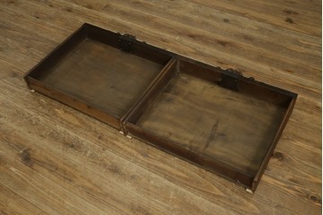 フランスアンティーク　1890年頃　ウォールナット材　彫刻入り　2杯の引き出しを備えたコンソールテーブル　(R-082633)