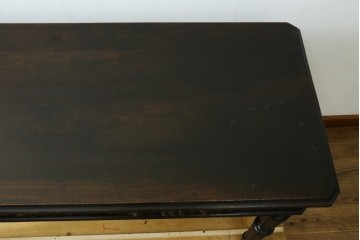 フランスアンティーク　1890年頃　ウォールナット材　彫刻入り　2杯の引き出しを備えたコンソールテーブル　(R-082633)