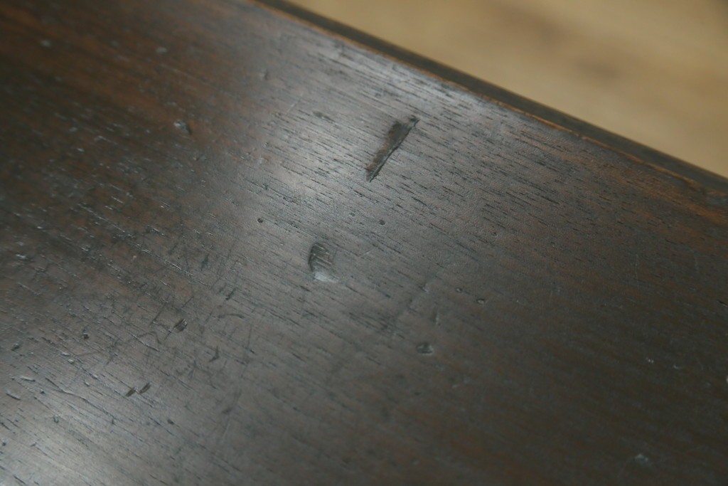 フランスアンティーク　1890年頃　ウォールナット材　彫刻入り　2杯の引き出しを備えたコンソールテーブル　(R-082633)