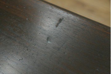 フランスアンティーク　1890年頃　ウォールナット材　彫刻入り　2杯の引き出しを備えたコンソールテーブル　(R-082633)