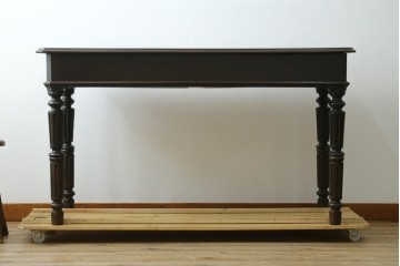 フランスアンティーク　1890年頃　ウォールナット材　彫刻入り　2杯の引き出しを備えたコンソールテーブル　(R-082633)