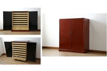 中古　美品!!　高級品!!　総漆塗り　艶やかな朱塗りが美しい色合いの総桐着物箪笥(衣装箪笥、収納箪笥、和タンス、桐たんす、桐箪笥)(定価推定約120万円)(R-082636)