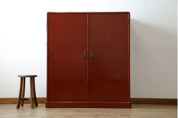 中古　美品!!　高級品!!　総漆塗り　艶やかな朱塗りが美しい色合いの総桐着物箪笥(衣装箪笥、収納箪笥、和タンス、桐たんす、桐箪笥)(定価推定約120万円)(R-082636)