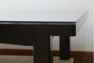 中古　美品　希少な四尺サイズ　花筏蒔絵が美しいガラス天板付き座卓(ローテーブル、センターテーブル、リビングテーブル)(R-082644)
