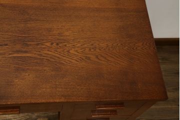 中古　超美品　Oak Village(オークヴィレッジ、オークビレッジ)　杢目の美しさが際立つ片袖机(片袖デスク、ワークデスク、在宅用、在宅ワーク用) (R-082648)