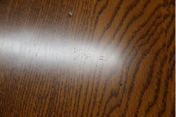 中古　超美品　Oak Village(オークヴィレッジ、オークビレッジ)　杢目の美しさが際立つ片袖机(片袖デスク、ワークデスク、在宅用、在宅ワーク用) (R-082648)