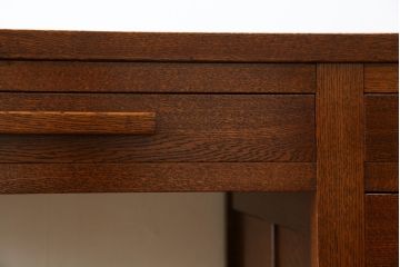 中古　超美品　Oak Village(オークヴィレッジ、オークビレッジ)　杢目の美しさが際立つ片袖机(片袖デスク、ワークデスク、在宅用、在宅ワーク用) (R-082648)