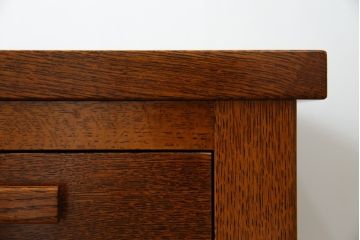中古　超美品　Oak Village(オークヴィレッジ、オークビレッジ)　杢目の美しさが際立つ片袖机(片袖デスク、ワークデスク、在宅用、在宅ワーク用) (R-082648)