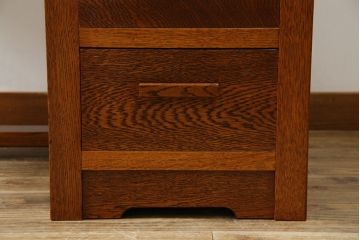中古　超美品　Oak Village(オークヴィレッジ、オークビレッジ)　杢目の美しさが際立つ片袖机(片袖デスク、ワークデスク、在宅用、在宅ワーク用) (R-082648)