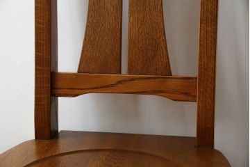 和製ビンテージ　高級品　Oak Village(オークウィレッシ)製　総楢(ナラ)材　上質な作りのダイニングチェア2脚セット(Dチェア、板座チェア、アームレスチェア、椅子、イス、ヴィンテージ、バラ売り可能)(R-082652)