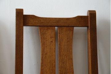 和製ビンテージ　高級品　Oak Village(オークウィレッシ)製　総楢(ナラ)材　上質な作りのダイニングチェア2脚セット(Dチェア、板座チェア、アームレスチェア、椅子、イス、ヴィンテージ、バラ売り可能)(R-082652)