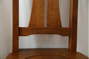 和製ビンテージ　高級品　Oak Village(オークウィレッシ)製　総楢(ナラ)材　上質な作りのダイニングチェア2脚セット(Dチェア、板座チェア、アームレスチェア、椅子、イス、ヴィンテージ、バラ売り可能)(R-082652)