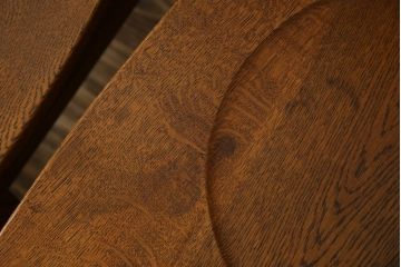 和製ビンテージ　高級品　Oak Village(オークウィレッシ)製　総楢(ナラ)材　上質な作りのダイニングチェア2脚セット(Dチェア、板座チェア、アームレスチェア、椅子、イス、ヴィンテージ、バラ売り可能)(R-082652)
