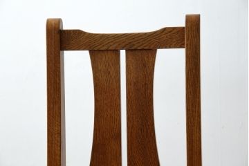 和製ビンテージ　高級品　Oak Village(オークウィレッシ)製　総楢(ナラ)材　上質な作りのダイニングチェア2脚セット(Dチェア、板座チェア、アームレスチェア、椅子、イス、ヴィンテージ、バラ売り可能)(R-082652)