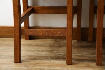 和製ビンテージ　高級品　Oak Village(オークウィレッシ)製　総楢(ナラ)材　上質な作りのダイニングチェア2脚セット(Dチェア、板座チェア、アームレスチェア、椅子、イス、ヴィンテージ、バラ売り可能)(R-082652)