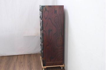 中古　美品　岩谷堂箪笥　「菊幸」　漆塗り　欅(ケヤキ)材　美しい木目が魅力的な縦型チェスト(収納箪笥、和箪笥、引き出し、整理タンス)(R-082656)