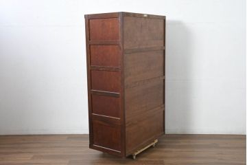 中古　美品　松本民芸家具　D型洋服タンス　引き出しが2杯付いたワードローブ(洋服タンス、衣装タンス)(定価約58万円)(R-082665)