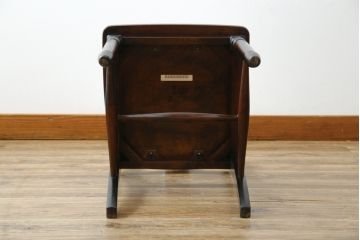 中古　希少な廃番品　北海道民芸家具　HM686　ゆるりと曲線を描くフォルムが魅力的なダイニングチェア(イス、椅子、板座チェア)(R-082669)