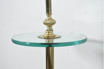イタリアビンテージ　真鍮メッキのゴールドが輝くガラステーブル付きフロアスタンド(しんちゅう、ブラス、スタンドライト、スタンド照明、ヴィンテージ)(R-082671)