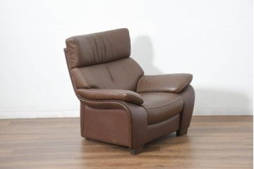 中古　カリモク(karimoku)　Chitano(チターノ)　本革(レザー)　上質な座り心地と洗練されたデザインの一人掛けソファ(アームチェア、1P、1人掛けソファ)(R-082677)