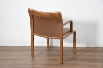 中古　CONDE HOUSE(カンディハウス)　セルジオDアームチェア　本革(レザー)　オーク材　希少な廃番品!!温かみのある空間作りにおすすめのアームチェア(ダイニングチェア、椅子、イス)(R-082678)