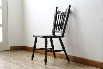 中古　美品　松本民芸家具　#1　クラシカルな安川式スピンドルチェア(ダイニングチェア、板座チェア、椅子、民芸家具)(定価約11万円)(R-082680)