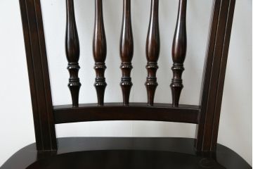 中古　美品　松本民芸家具　#1　クラシカルな安川式スピンドルチェア(ダイニングチェア、板座チェア、椅子、民芸家具)(定価約11万円)(R-082680)