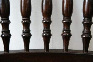 中古　美品　松本民芸家具　#1　クラシカルな安川式スピンドルチェア(ダイニングチェア、板座チェア、椅子、民芸家具)(定価約11万円)(R-082680)