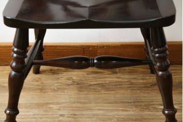 中古　美品　松本民芸家具　#1　クラシカルな安川式スピンドルチェア(ダイニングチェア、板座チェア、椅子、民芸家具)(定価約11万円)(R-082680)