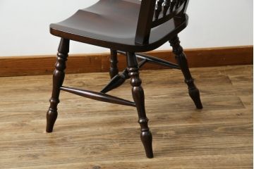 中古　美品　松本民芸家具　#1　クラシカルな安川式スピンドルチェア(ダイニングチェア、板座チェア、椅子、民芸家具)(定価約11万円)(R-082680)