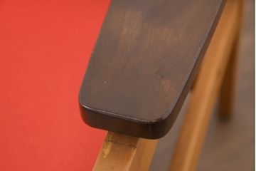 和製ビンテージ　オールドカリモク(karimoku)　レトロポップデザインが特徴の軽量1Pイージーチェア2脚セット(イージーチェア、1人掛け、一人掛け、アームチェア、椅子、イス、バラ売り可能、ヴィンテージ)(R-082681)