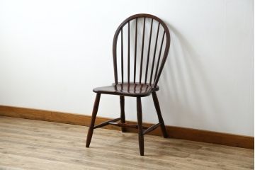 中古　超美品　松本民芸家具　シックな佇まいが魅力的な#72型・リーチチェア(ダイニングチェア、ウィンザーチェア、板座チェア、椅子、ウインザーチェア)(定価約98000円)(R-082684)