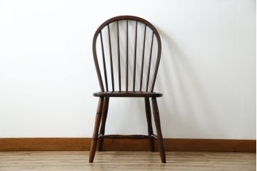 中古　超美品　松本民芸家具　シックな佇まいが魅力的な#72型・リーチチェア(ダイニングチェア、ウィンザーチェア、板座チェア、椅子、ウインザーチェア)(定価約98000円)(R-082684)