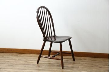 中古　超美品　松本民芸家具　シックな佇まいが魅力的な#72型・リーチチェア(ダイニングチェア、ウィンザーチェア、板座チェア、椅子、ウインザーチェア)(定価約98000円)(R-082684)