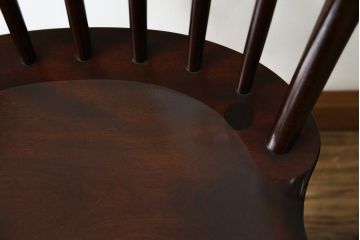 中古　超美品　松本民芸家具　シックな佇まいが魅力的な#72型・リーチチェア(ダイニングチェア、ウィンザーチェア、板座チェア、椅子、ウインザーチェア)(定価約98000円)(R-082684)