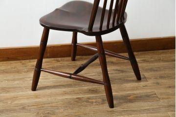 中古　超美品　松本民芸家具　シックな佇まいが魅力的な#72型・リーチチェア(ダイニングチェア、ウィンザーチェア、板座チェア、椅子、ウインザーチェア)(定価約98000円)(R-082684)