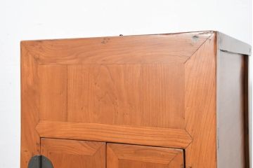 アジアンビンテージ　 李朝家具 　天板に投入口の付いた米櫃型サイドキャビネット(コメビツ、こめびつ、サイドボード、リビングボード、収納棚、戸棚、店舗什器、ヴィンテージ)(R-082690)