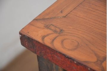 アジアンビンテージ　 李朝家具 　天板に投入口の付いた米櫃型サイドキャビネット(コメビツ、こめびつ、サイドボード、リビングボード、収納棚、戸棚、店舗什器、ヴィンテージ)(R-082690)