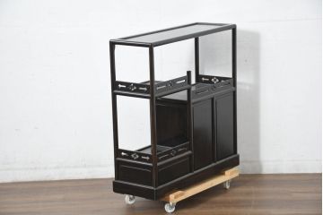 中古　美品　黒檀の風合いが魅力の小振りな茶棚(コクタン、飾り棚、違い棚、収納棚、戸棚、民芸家具)(R-082691)