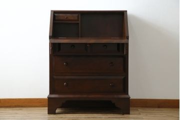中古　超美品　松本民芸家具　#33A型　コンパクトなライティングビューロー(机、デスク、在宅用、在宅ワーク用、ワークデスク、引き出し)(定価約40万円)(R-082695)