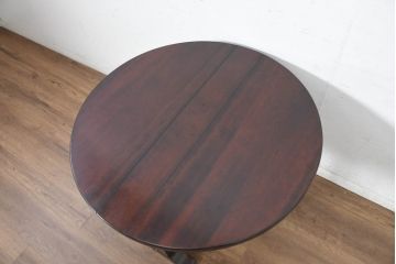 中古　美品　松本民芸家具　脚のデザインがシックな#13型T・Fバタフライ卓(バタフライテーブル、サイドテーブル、ラウンドテーブル、丸テーブル、ドロップリーフテーブル、カフェテーブル、コーヒーテーブル)(定価約18万円)(R-082697)
