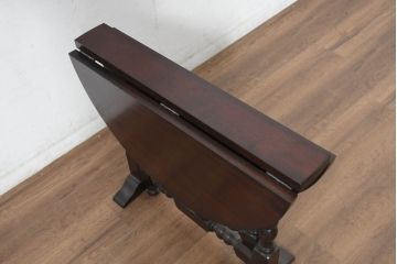 中古　美品　松本民芸家具　脚のデザインがシックな#13型T・Fバタフライ卓(バタフライテーブル、サイドテーブル、ラウンドテーブル、丸テーブル、ドロップリーフテーブル、カフェテーブル、コーヒーテーブル)(定価約18万円)(R-082697)