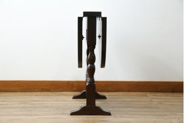 中古　美品　松本民芸家具　脚のデザインがシックな#13型T・Fバタフライ卓(バタフライテーブル、サイドテーブル、ラウンドテーブル、丸テーブル、ドロップリーフテーブル、カフェテーブル、コーヒーテーブル)(定価約18万円)(R-082697)