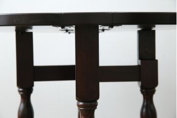 中古　美品　松本民芸家具　脚のデザインがシックな#13型T・Fバタフライ卓(バタフライテーブル、サイドテーブル、ラウンドテーブル、丸テーブル、ドロップリーフテーブル、カフェテーブル、コーヒーテーブル)(定価約18万円)(R-082697)