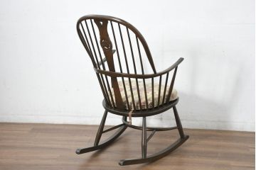 中古　美品　激レア　ERCOL(アーコール)　フラワーバッグ　Latimer(ラティマー)　美しい曲げ木と高背のデザインが特徴のロッキングチェア(ラティマーチェア、チェアメーカーズチェア、Chairmakers Chair、アームチェア、揺り椅子、イス、椅子、英国)(R-082698)